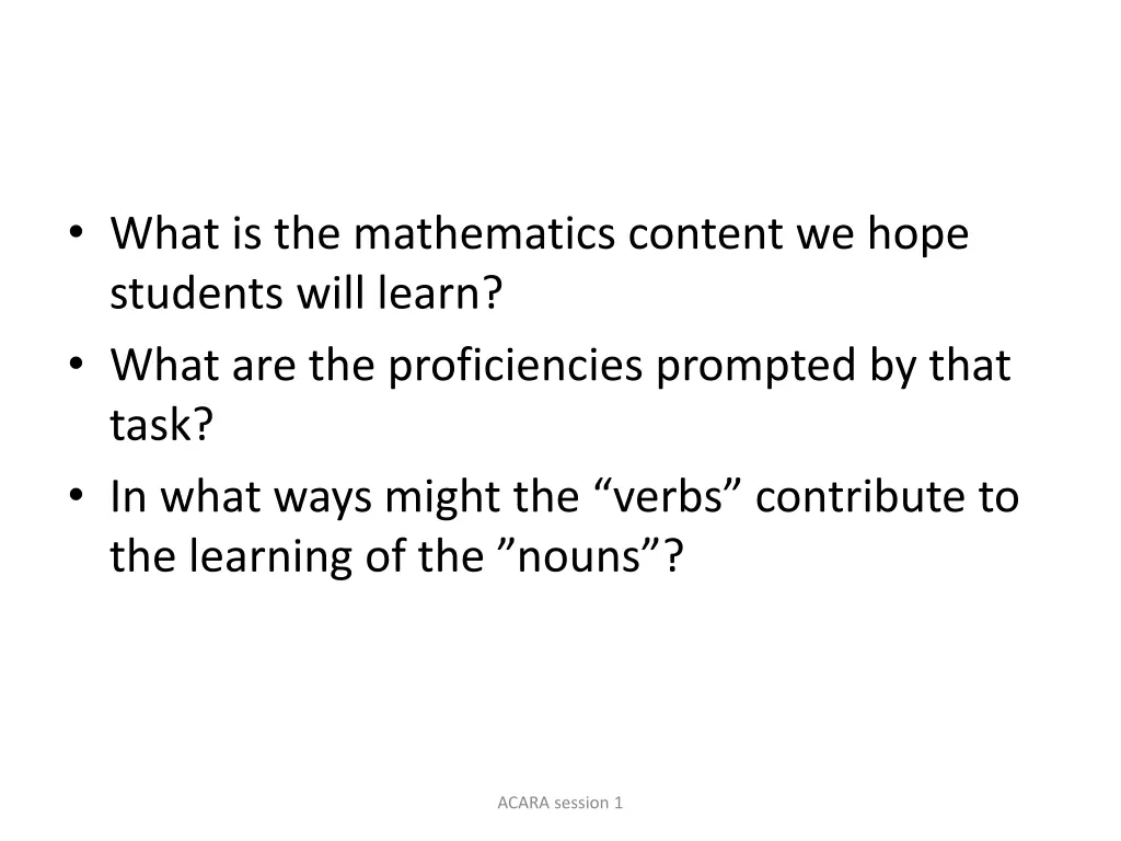 what is the mathematics content we hope students