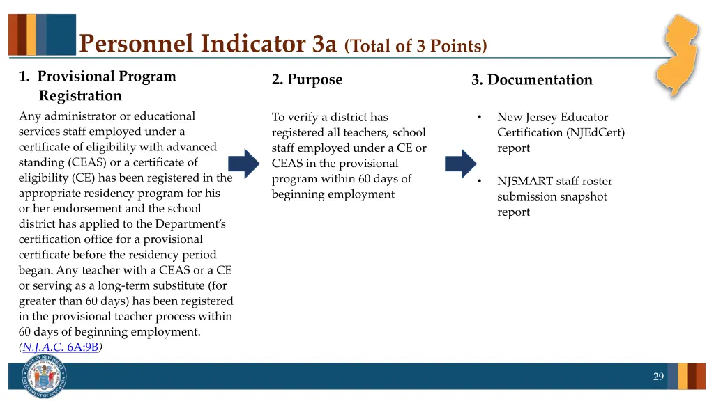 personnel indicator 3a total of 3 points