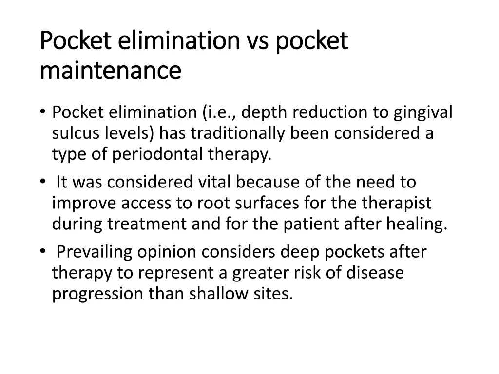 pocket elimination vs pocket pocket elimination