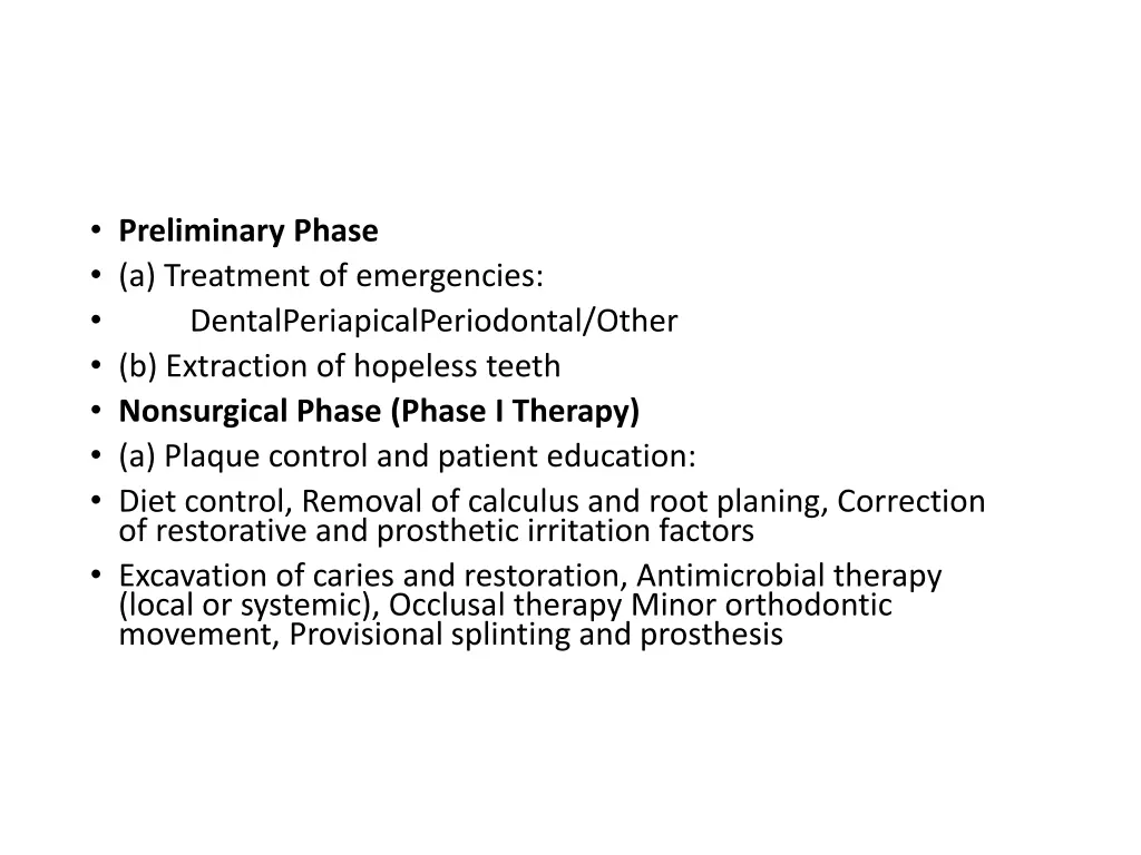 preliminary phase a treatment of emergencies