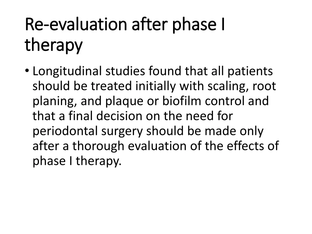 re re evaluation after phase i evaluation after