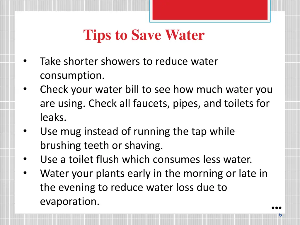 tips to save water