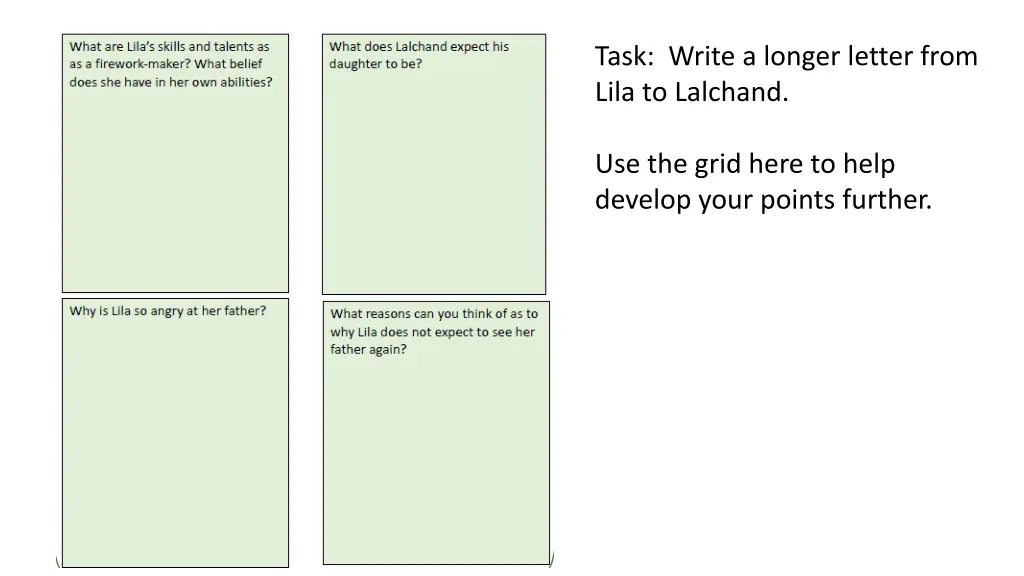 task write a longer letter from lila to lalchand