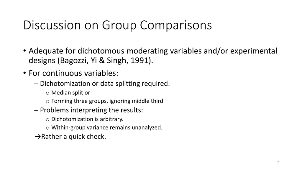 discussion on group comparisons