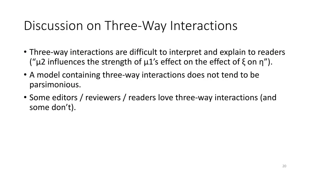 discussion on three way interactions