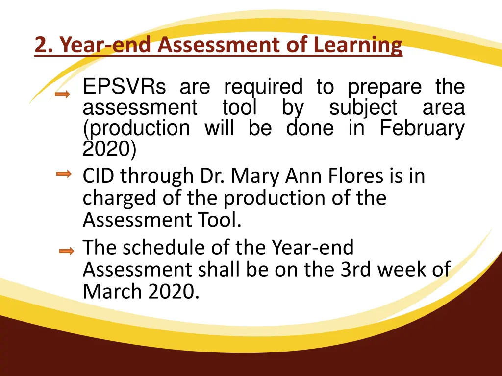 2 year end assessment of learning