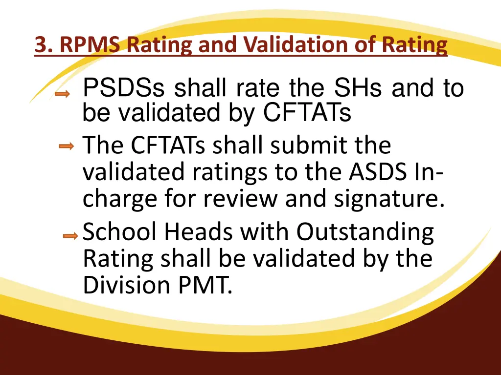 3 rpms rating and validation of rating 1