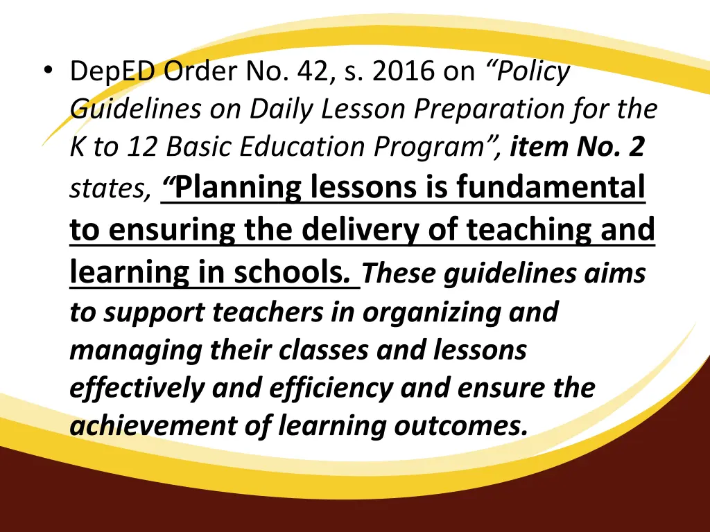 deped order no 42 s 2016 on policy guidelines