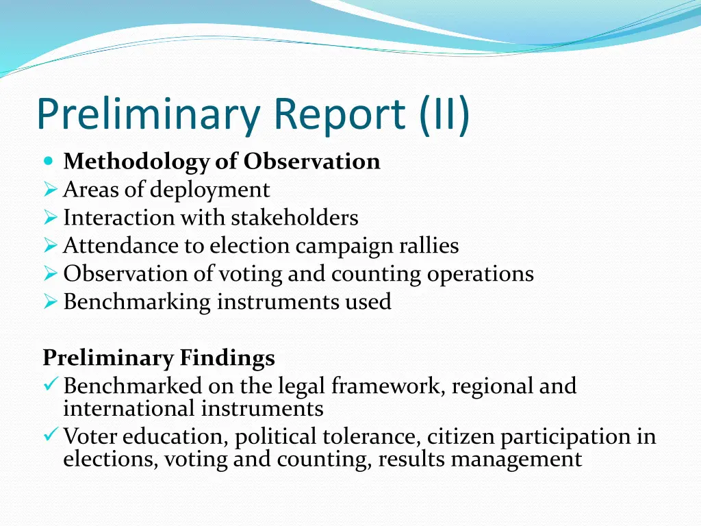 preliminary report ii methodology of observation