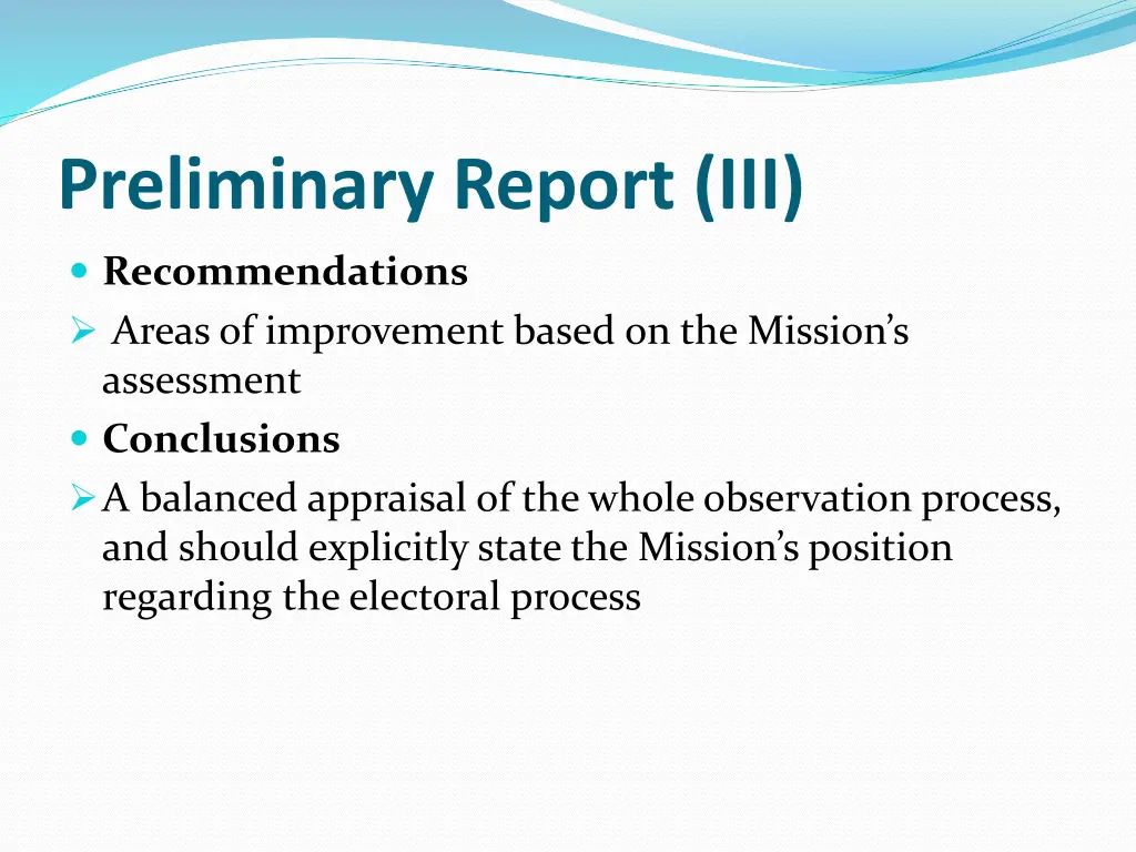 preliminary report iii