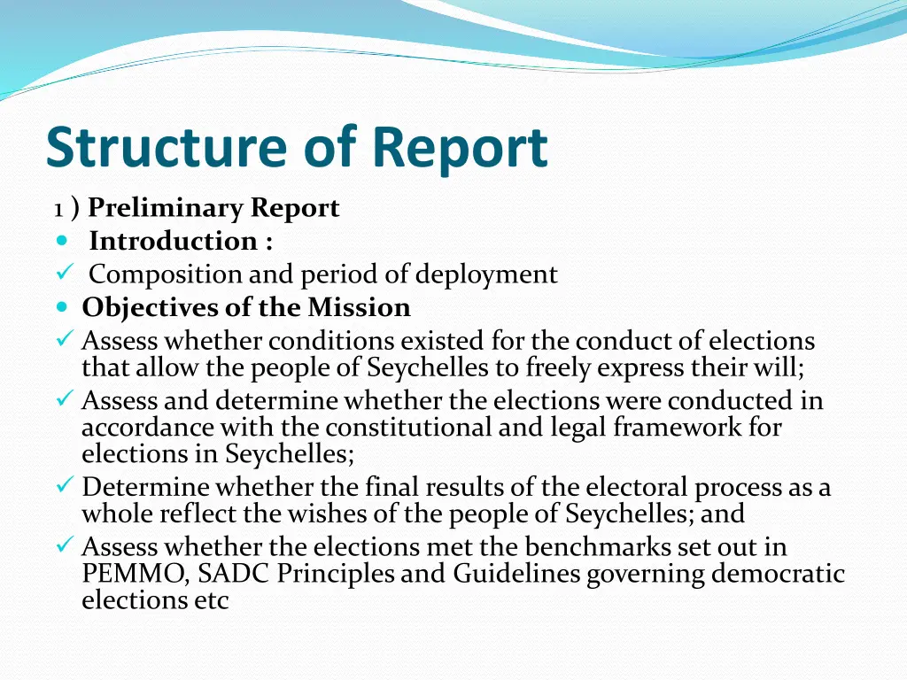 structure of report 1 preliminary report