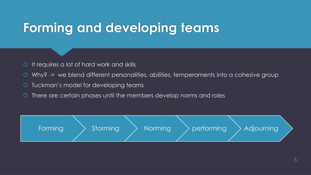 forming and developing teams