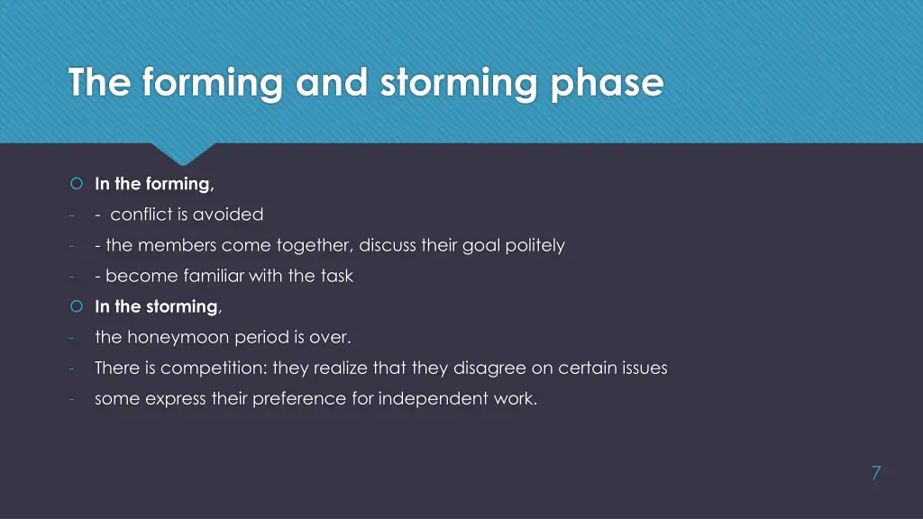 the forming and storming phase