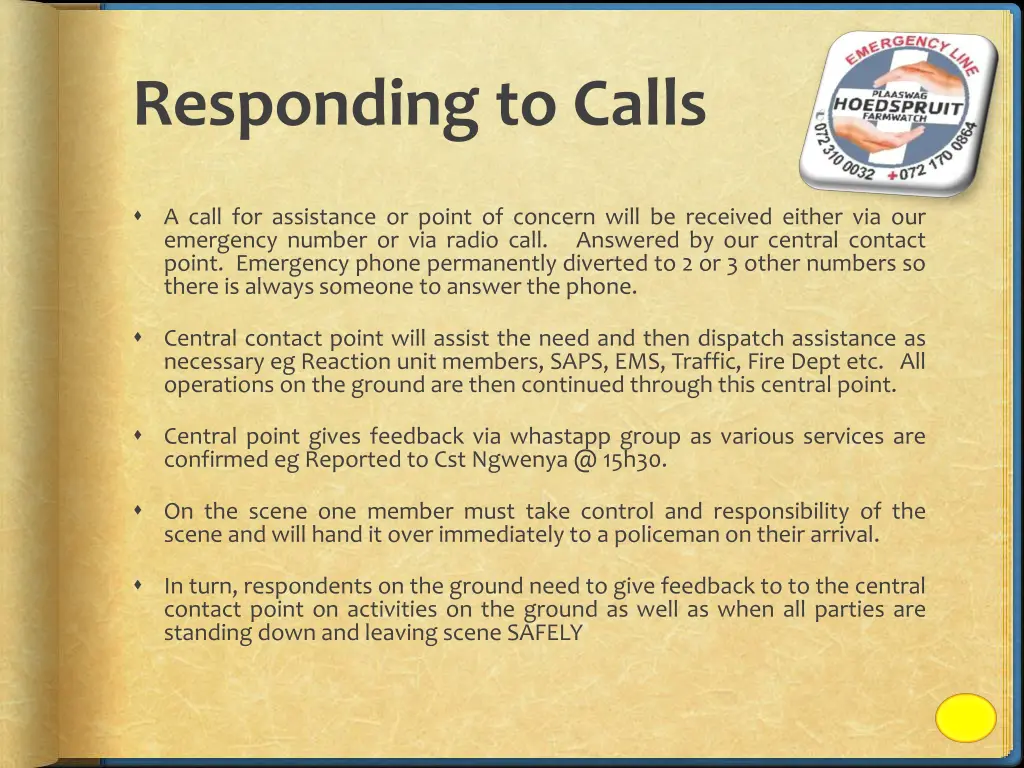 responding to calls