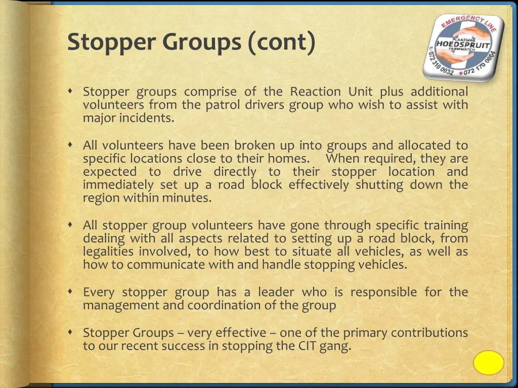 stopper groups cont