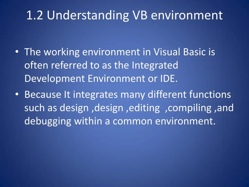 1 2 understanding vb environment