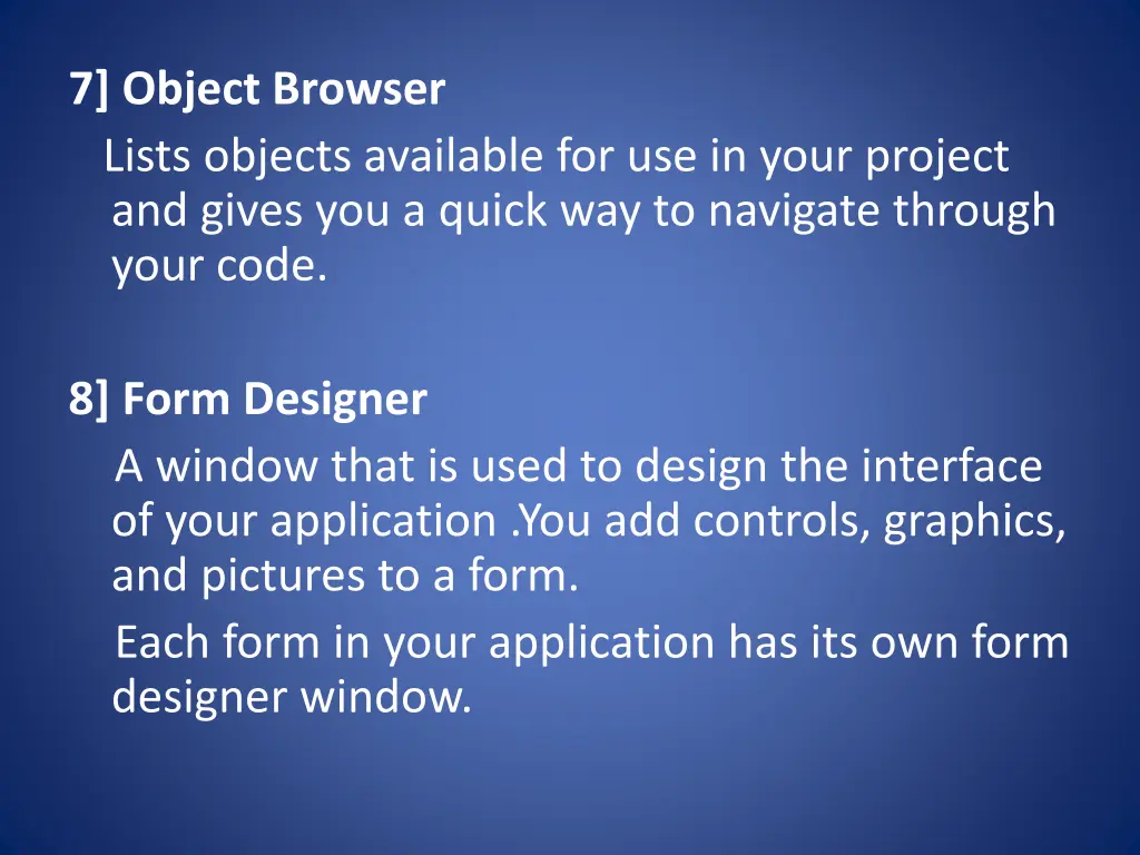 7 object browser lists objects available