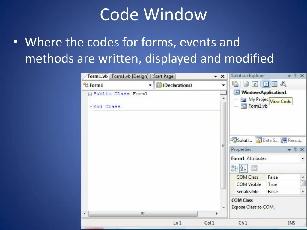 code window