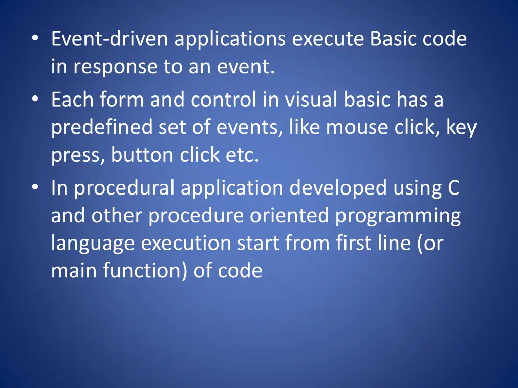 event driven applications execute basic code