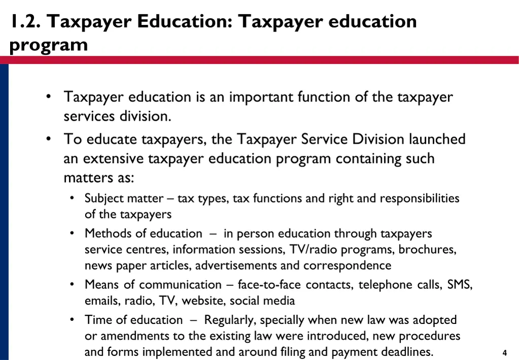 1 2 taxpayer education taxpayer education program