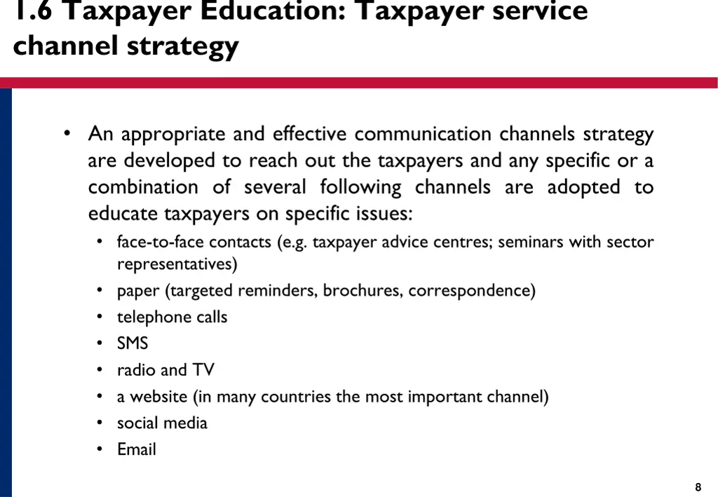 1 6 taxpayer education taxpayer service channel