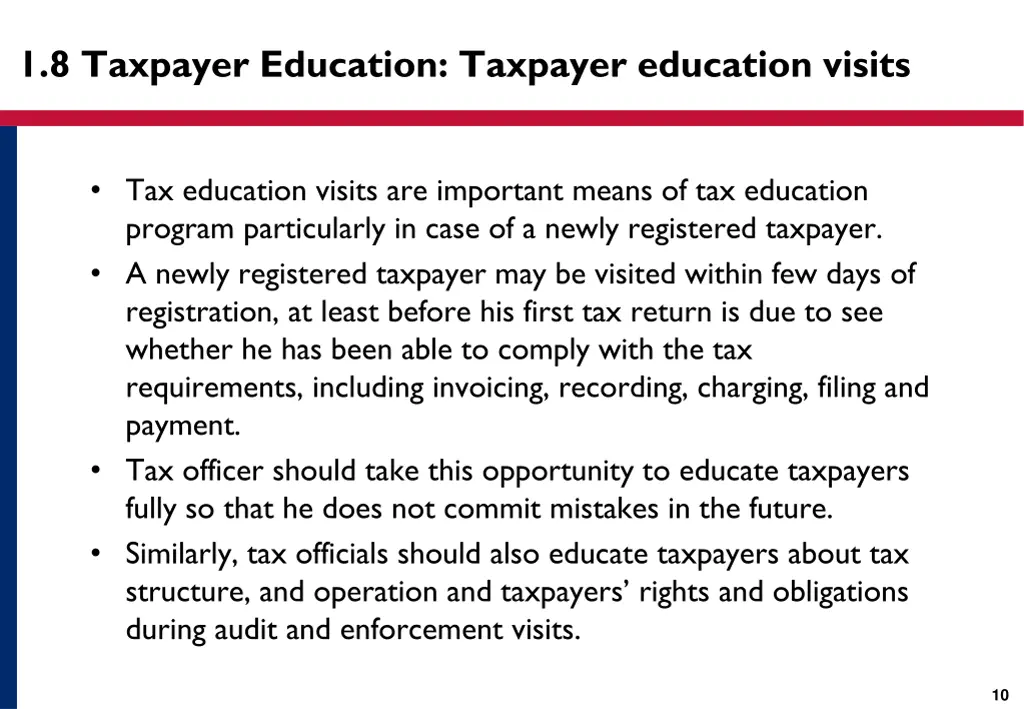 1 8 taxpayer education taxpayer education visits