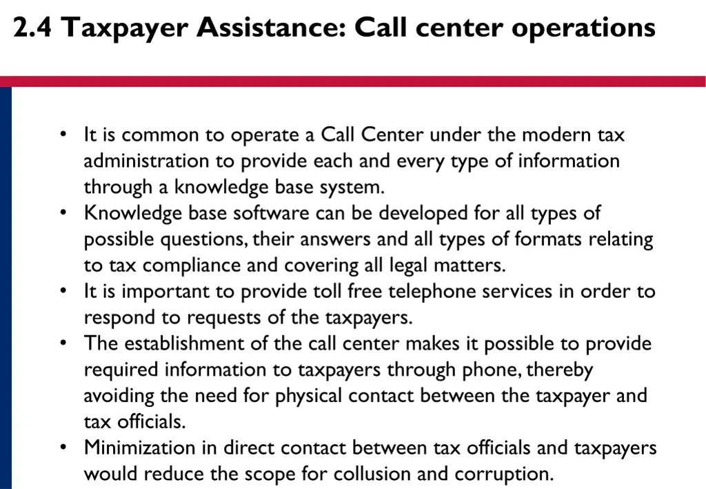 2 4 taxpayer assistance call center operations