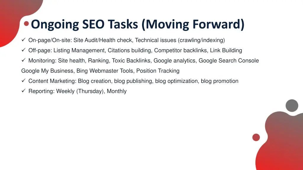 ongoing seo tasks moving forward