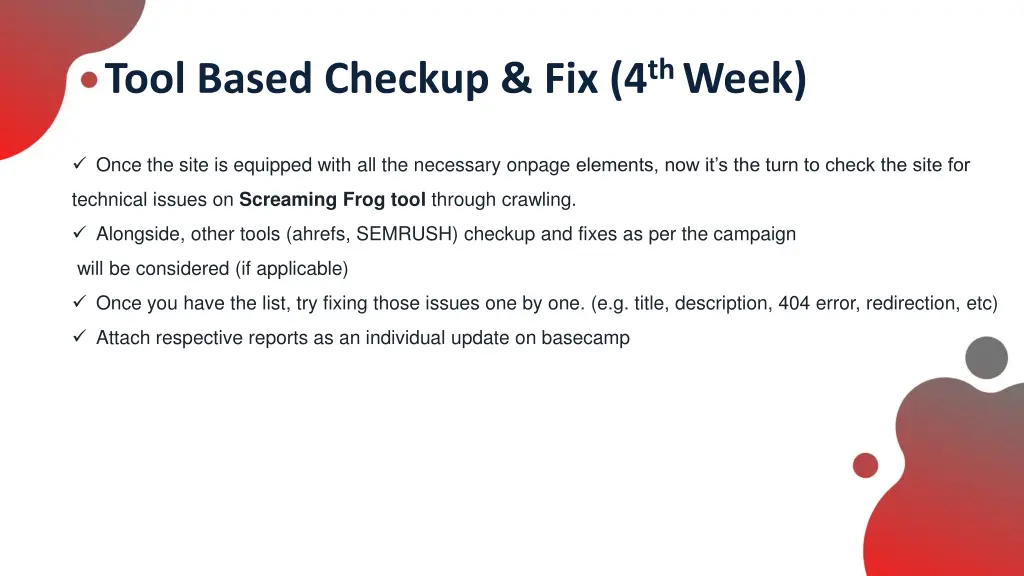 tool based checkup fix 4 th week