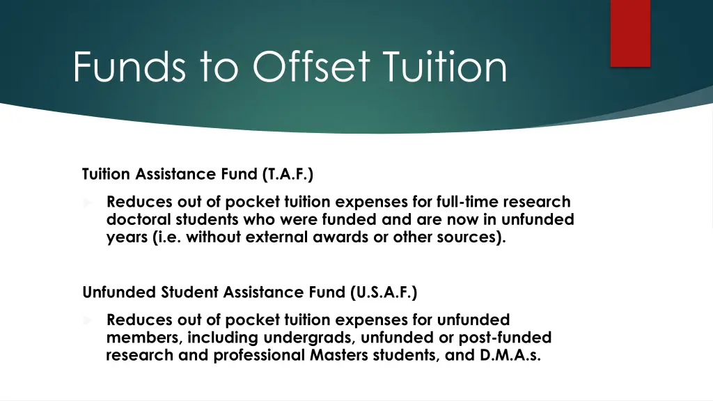 funds to offset tuition 1