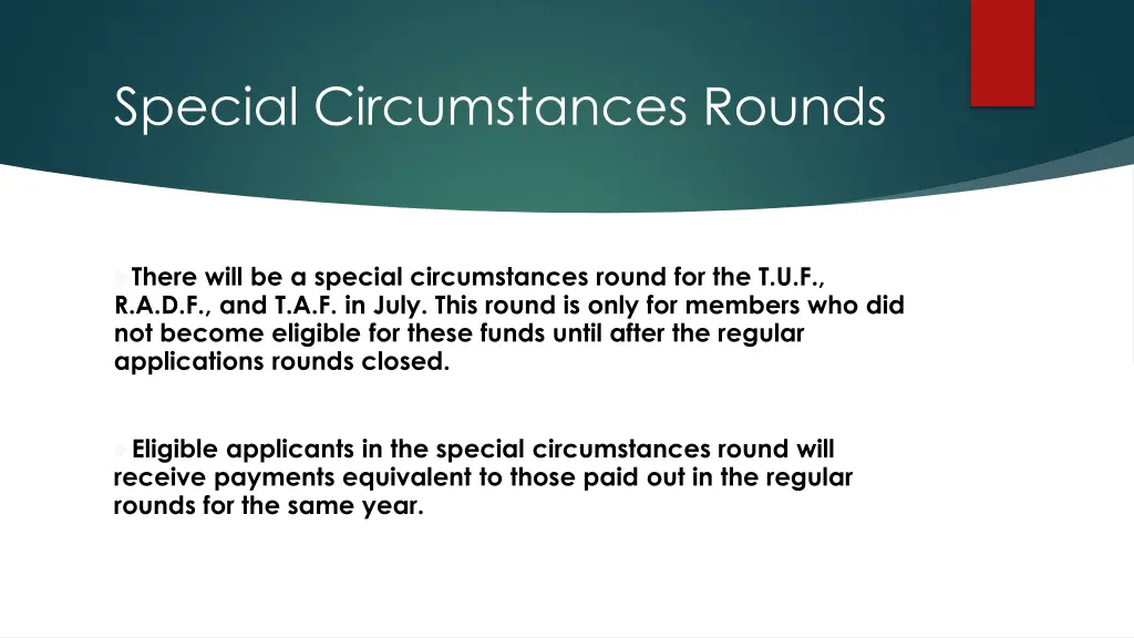 special circumstances rounds