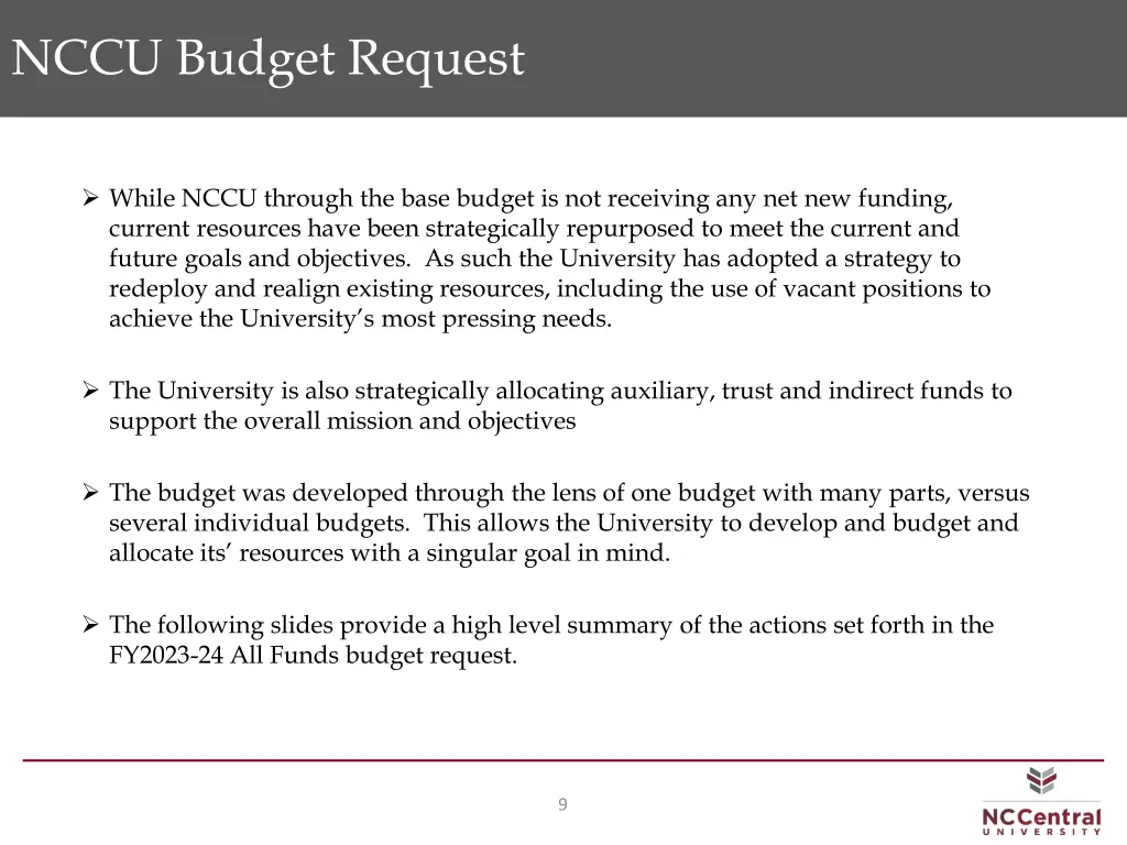 nccu budget request