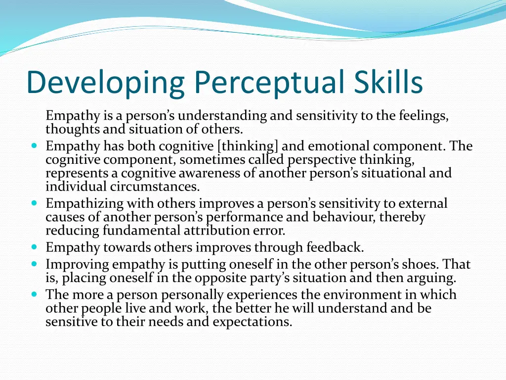 developing perceptual skills