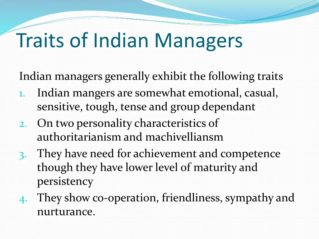 traits of indian managers