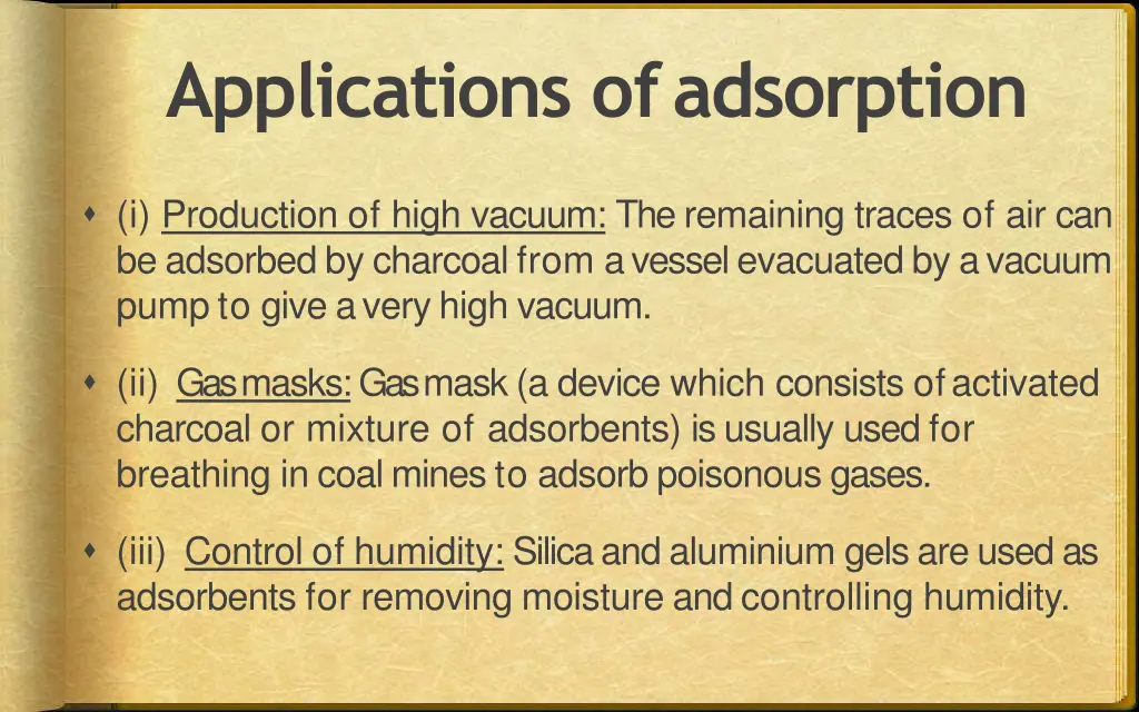 applications ofadsorption