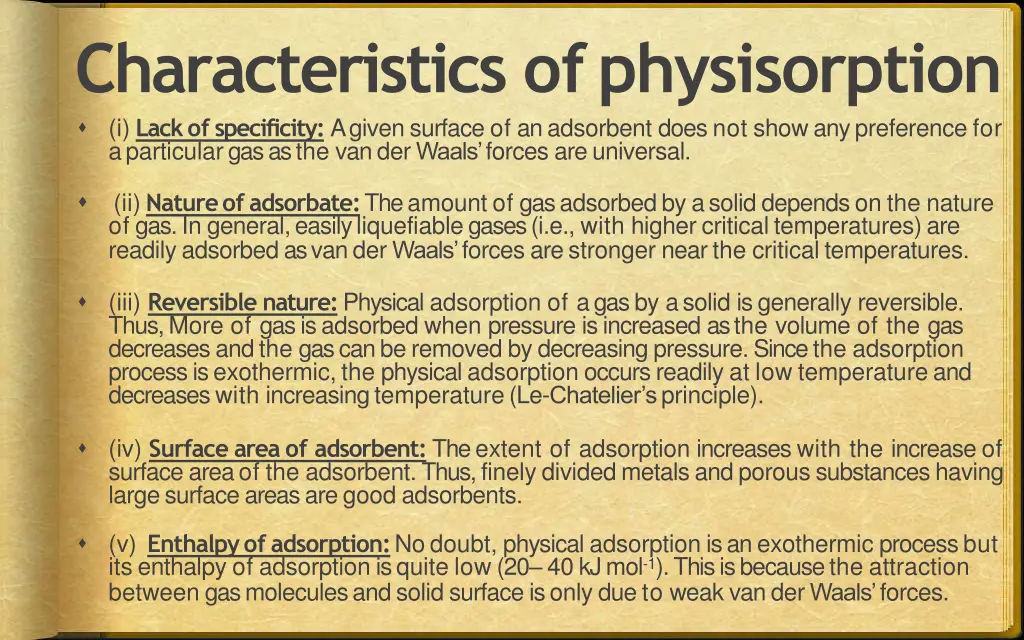 characteristics ofphysisorption