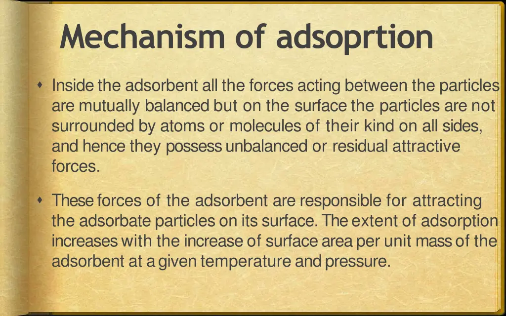 mechanism of adsoprtion