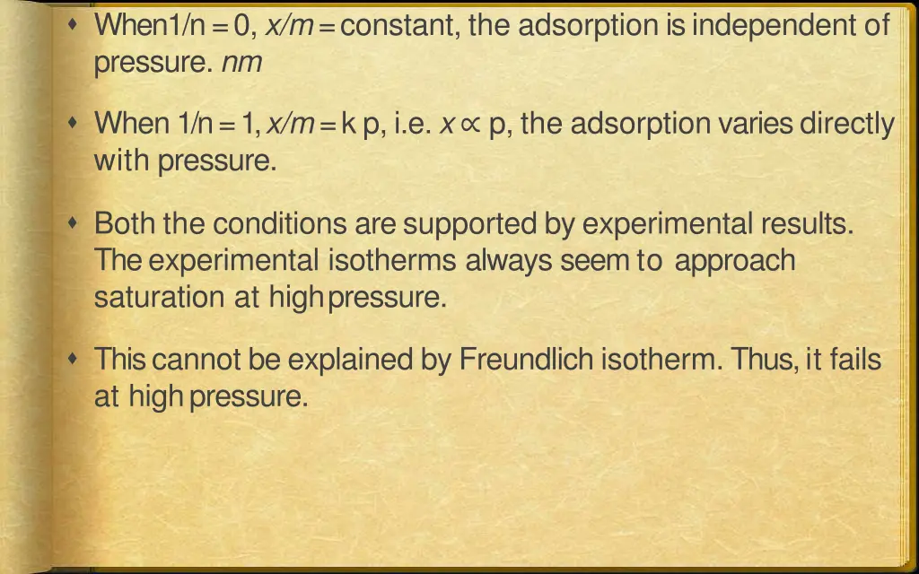 when1 n 0 x m constant the adsorption