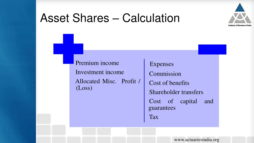 asset shares calculation