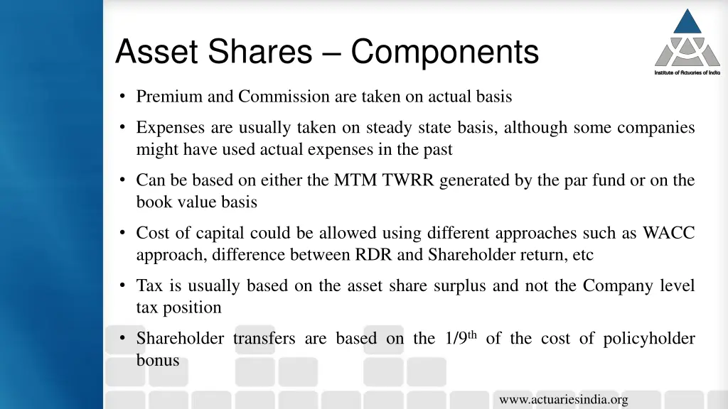 asset shares components