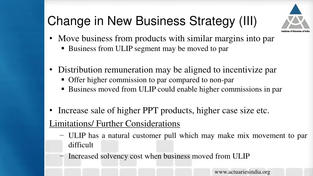 change in new business strategy iii