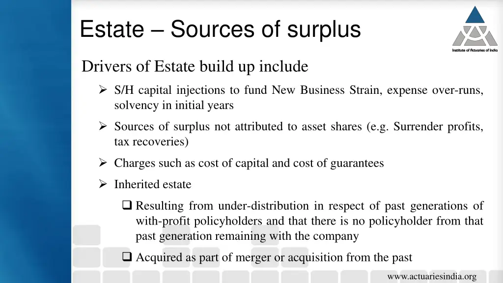 estate sources of surplus