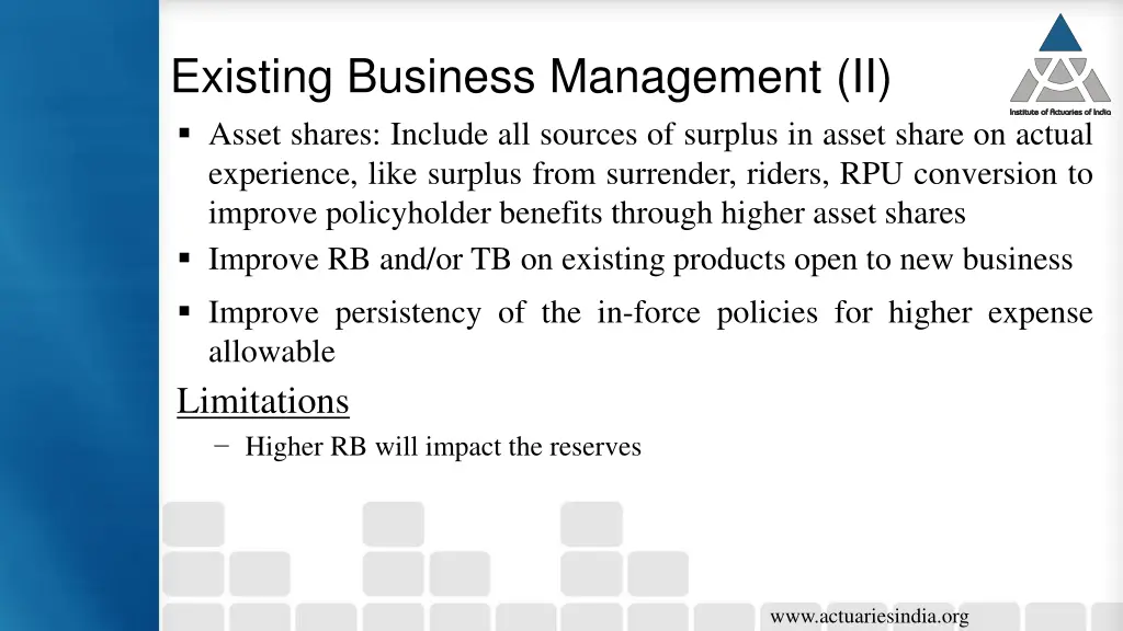 existing business management ii asset shares