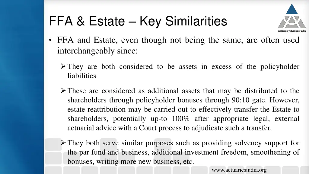 ffa estate key similarities