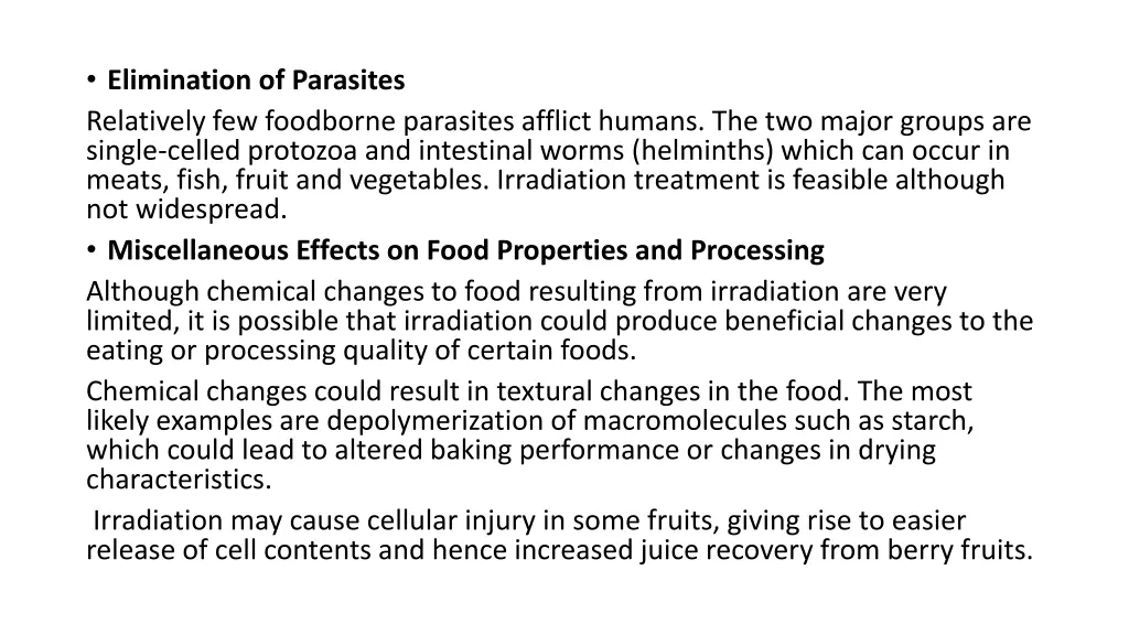 elimination of parasites relatively few foodborne