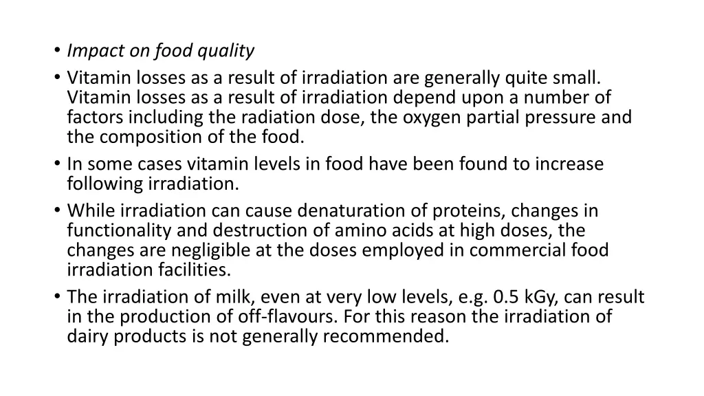 impact on food quality vitamin losses as a result