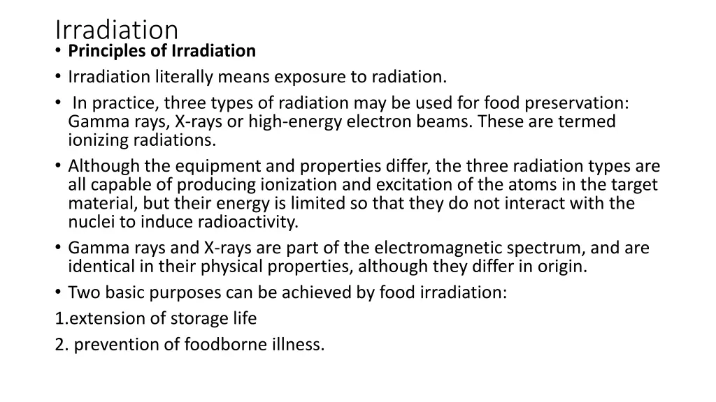 irradiation principles of irradiation irradiation