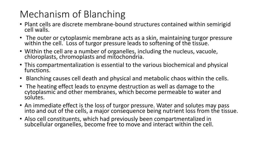 mechanism of blanching plant cells are discrete