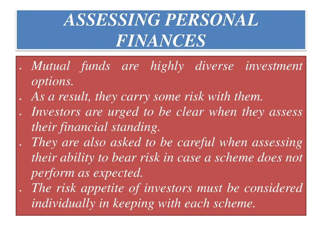 assessing personal finances