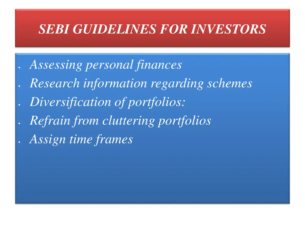 sebi guidelines for investors